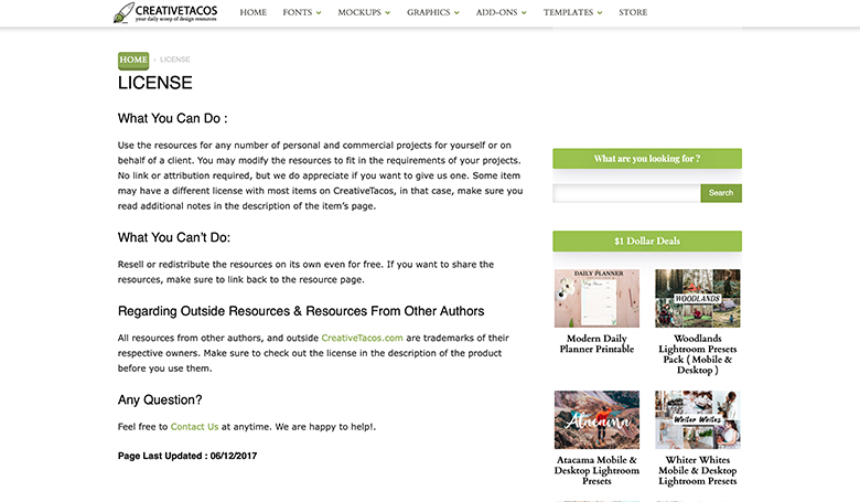 Creativetacosのサイト画像