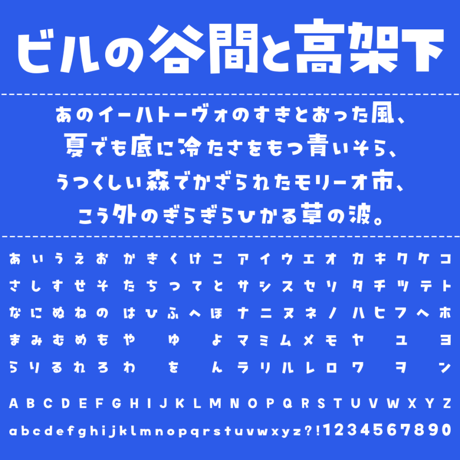 ビルの谷間と高架下の文字サンプル